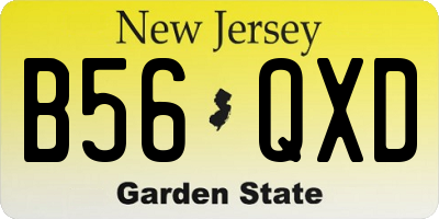 NJ license plate B56QXD