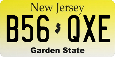 NJ license plate B56QXE