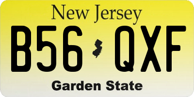 NJ license plate B56QXF