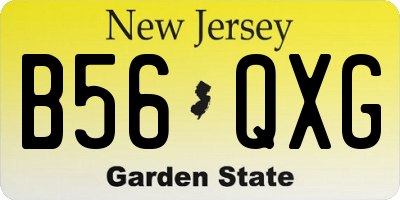 NJ license plate B56QXG