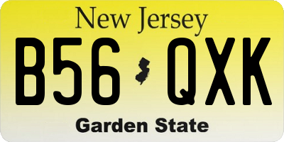 NJ license plate B56QXK