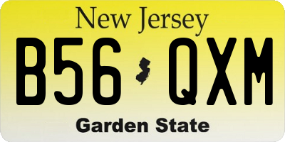 NJ license plate B56QXM