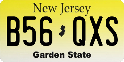 NJ license plate B56QXS