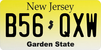 NJ license plate B56QXW