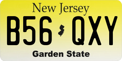 NJ license plate B56QXY