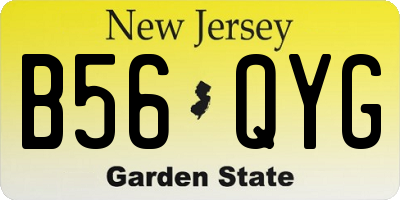 NJ license plate B56QYG