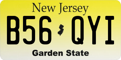 NJ license plate B56QYI
