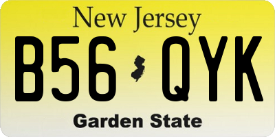 NJ license plate B56QYK