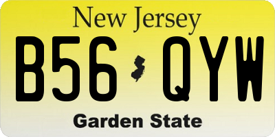 NJ license plate B56QYW