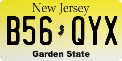 NJ license plate B56QYX