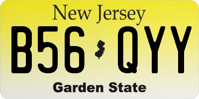 NJ license plate B56QYY