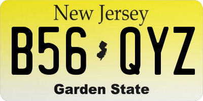 NJ license plate B56QYZ