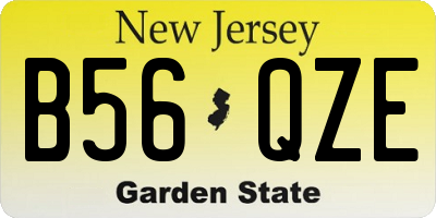 NJ license plate B56QZE