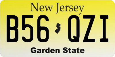 NJ license plate B56QZI