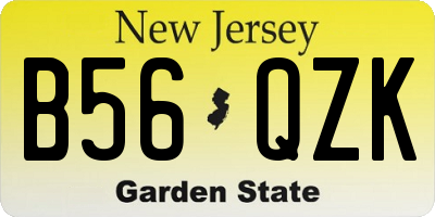 NJ license plate B56QZK