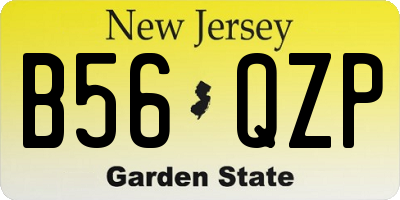 NJ license plate B56QZP