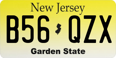 NJ license plate B56QZX