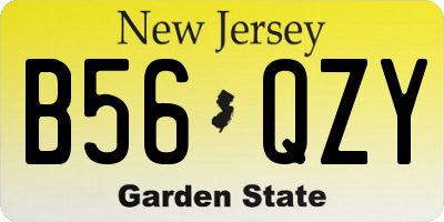 NJ license plate B56QZY