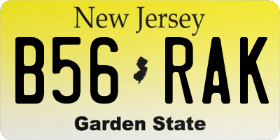 NJ license plate B56RAK