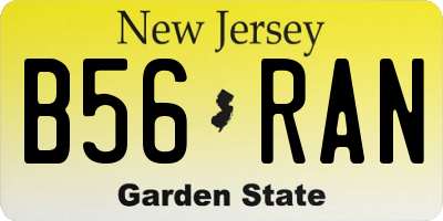 NJ license plate B56RAN