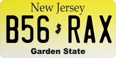 NJ license plate B56RAX