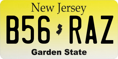 NJ license plate B56RAZ