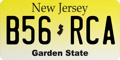 NJ license plate B56RCA