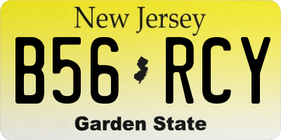 NJ license plate B56RCY