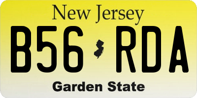 NJ license plate B56RDA