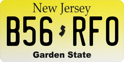 NJ license plate B56RFO