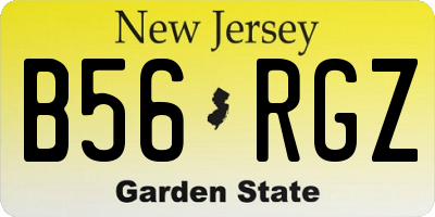 NJ license plate B56RGZ