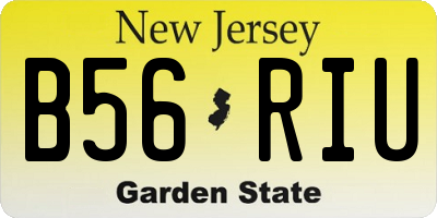 NJ license plate B56RIU