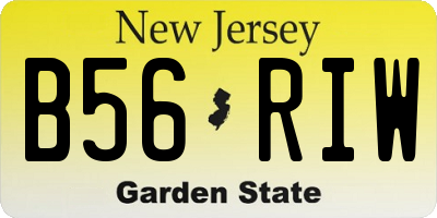 NJ license plate B56RIW