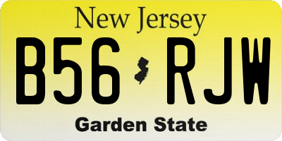 NJ license plate B56RJW