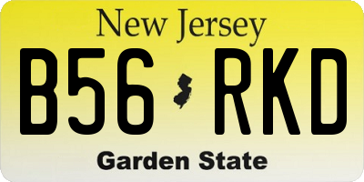 NJ license plate B56RKD