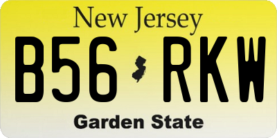 NJ license plate B56RKW