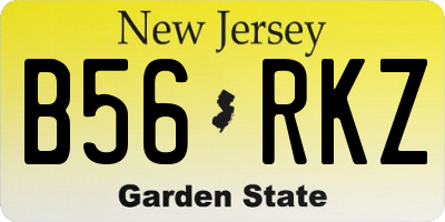 NJ license plate B56RKZ
