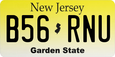 NJ license plate B56RNU