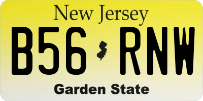 NJ license plate B56RNW