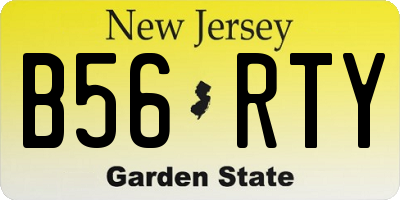 NJ license plate B56RTY