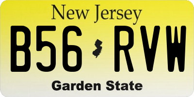 NJ license plate B56RVW