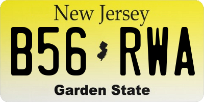 NJ license plate B56RWA