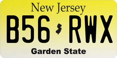 NJ license plate B56RWX
