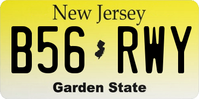 NJ license plate B56RWY