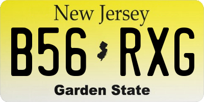NJ license plate B56RXG