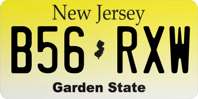 NJ license plate B56RXW