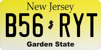 NJ license plate B56RYT