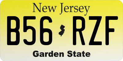 NJ license plate B56RZF