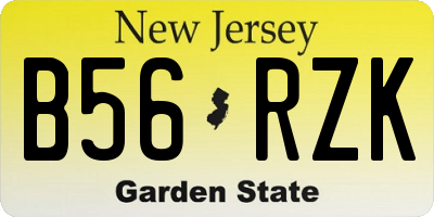 NJ license plate B56RZK