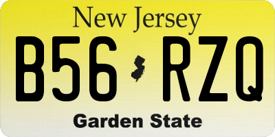 NJ license plate B56RZQ